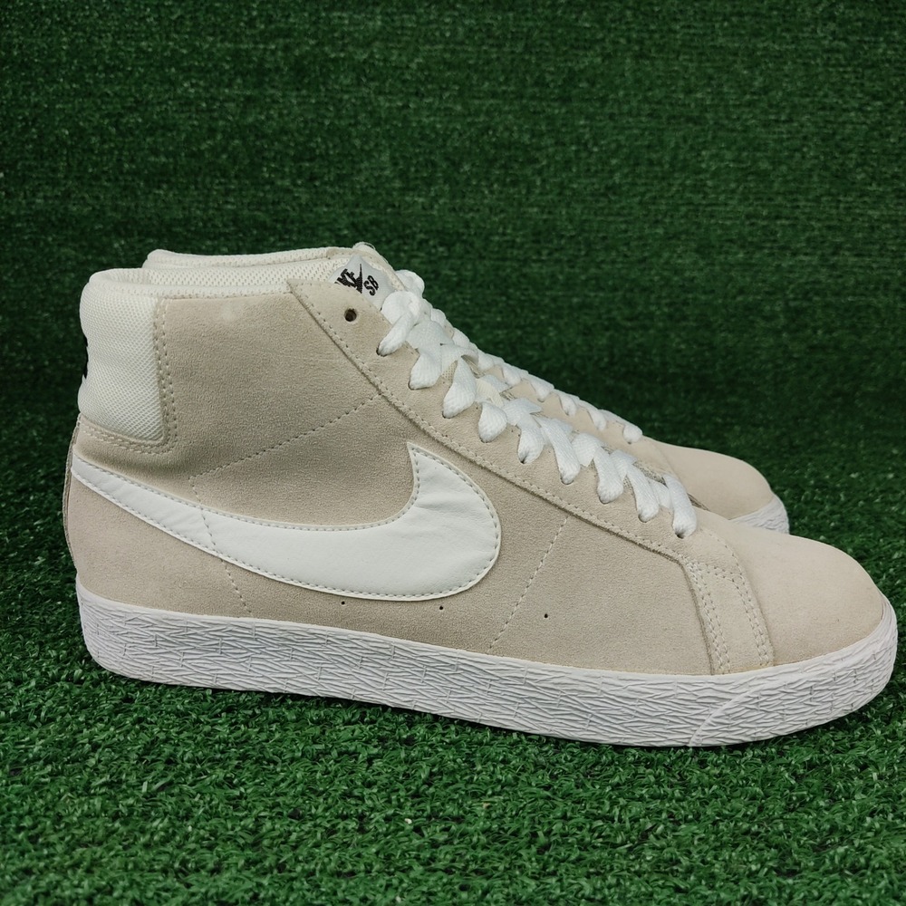 Nike SB Zoom Blazer Mid Mens 8 Light Bone 631042-100 Suede Skate Shoes White